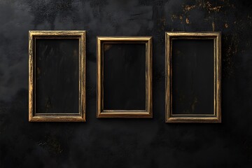 wooden grunge interior with picture frames
