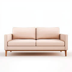 Fototapeta premium Beige Sofa Modern Furniture Living Room TwoSeater Upholstery Wooden Legs