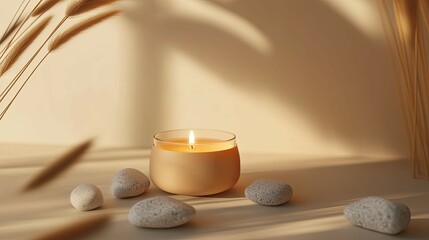 Serene Candlelight:  Earthy Tones and Gentle Light in a Minimalist Still Life