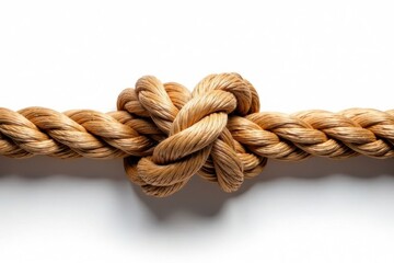 Thick knotted ship rope isolated on white background , ocean, fiber