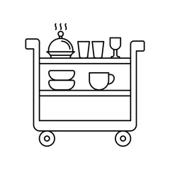 food trolley lineal icon with white background vector stock illustration