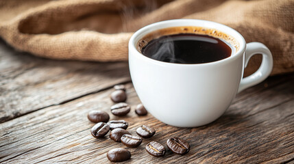Freshly Brewed Coffee on a Rustic Wooden Table
