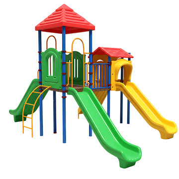 Colorful Children's Playground with Slides and Climbing Structure