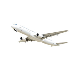 White Airplane Taking Off, Isolated on Transparent Background