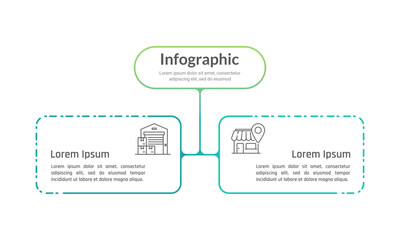 Infographic 2 options compare business data. Presentation, Report, Information and Strategy. Vector illustration.