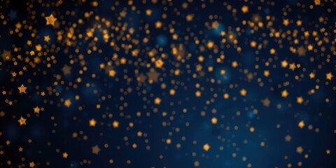 A dreamy abstract backdrop featuring a multitude of shimmering gold stars scattered across a deep blue canvas, creating a sense of wonder and celestial beauty.