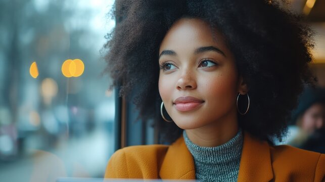 Woman transit pensive city commute