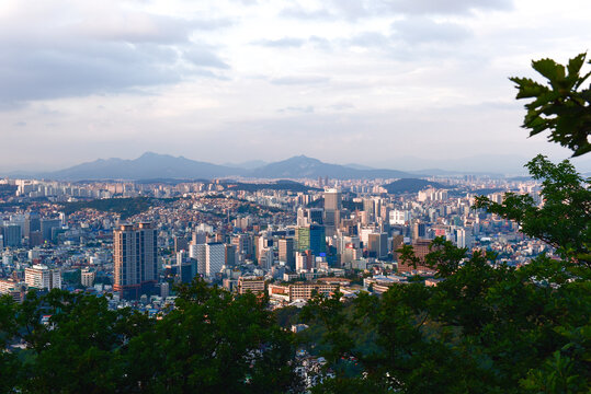 A view of downtown Seoul, South Korea. This photo was taken at a place called Namsan.