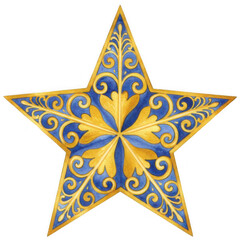 Ornate Decorative Star Design with Transparent Background Artistic Elements Colorful Patterns...