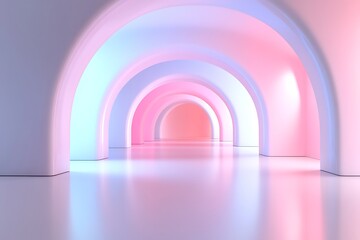 Fototapeta premium 3D illustration of a spiral tunnel emitting fantastic light 