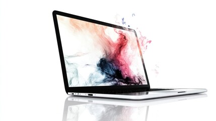 Vibrant Abstract Art on a Sleek Modern Laptop