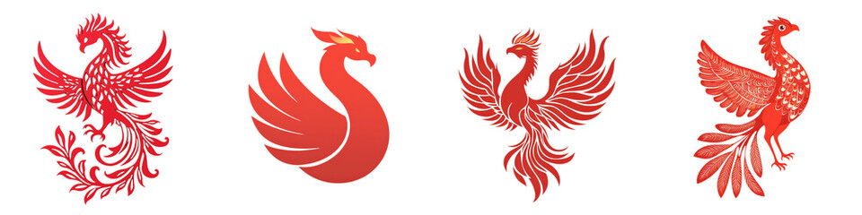 Obraz premium Majestic Mythical Phoenix Bird with Vibrant Fiery Feathers Soaring in Dramatic Silhouette Powerful Legendary Creature Symbol of Rebirth Transformation and Renewal in Asian Culture and Folklore