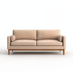Beige Sofa MidCentury Modern Design Upholstered Couch Living Room Furniture