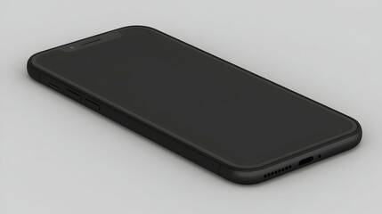 Black smartphone mockup, angled view, neutral background, for app presentation