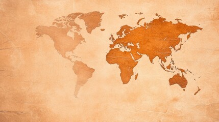 Antique World Map on Grungy Vintage Paper Background