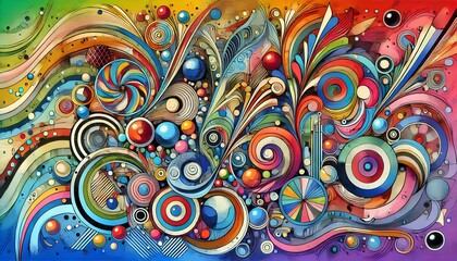 Fototapeta premium Playful Colorful Swirls and Circles
