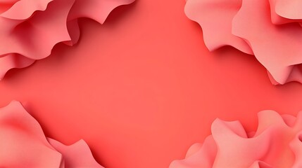 Fototapeta premium Coral Abstract Waves Frame Background Design