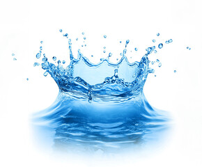 Dynamic Splash of Clean Blue Water on White Background