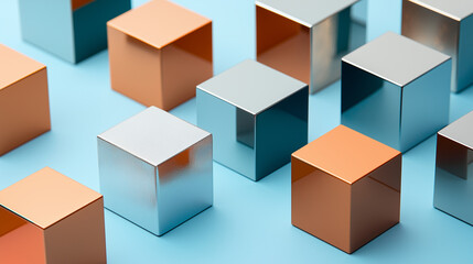 Dynamic Abstract 3D Cubes with Metallic Textures and Gradient Colors