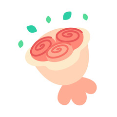Cute pink bouquet rose flowers illustration