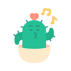Cute cactus singing illustration