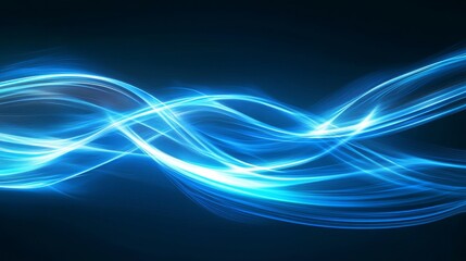 Blue abstract technology data wavy lines in holographic style