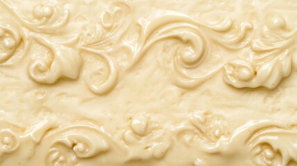Creamy White Substance with Ornate Floral Design