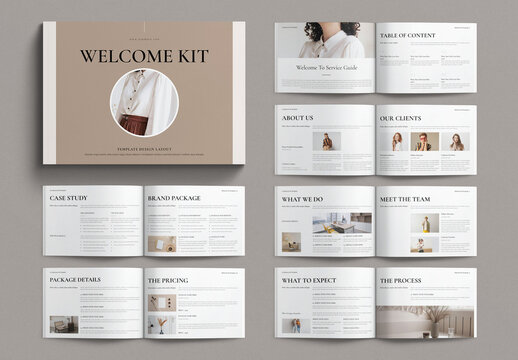 Welcome Kit Template Design Magazine Layout Landscape