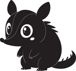 A cute armadillo kawi silhouette chibi vector and illustration design using black color.