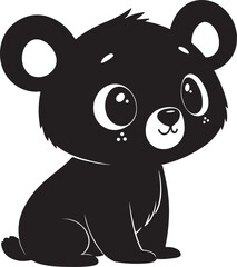 A cute bear kawi silhouette chibi vector and illustration design using black color.