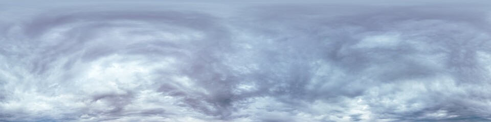 Dark moody rain clouds in dramatic overcast sky. Seamless 360 HDR spherical panorama. Full zenith...