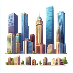 Stunning Cityscape Illustration Modern Buildings Skyscrapers Design