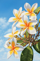Naklejka premium plumeria flowers on the tree