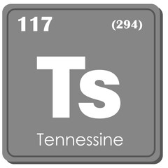 Tennessine Chemical Element Square Icon in Periodic Table Isolated on White Background
