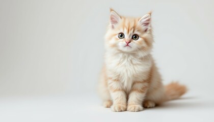Obraz premium Adorable Cream Kitten: A Soft, Gentle Portrait