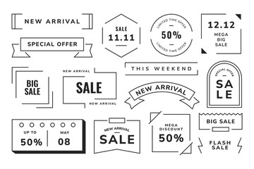 Minimalist modern and simple line geometric frame for sale promotional banner, social media, flyer, poster templates.