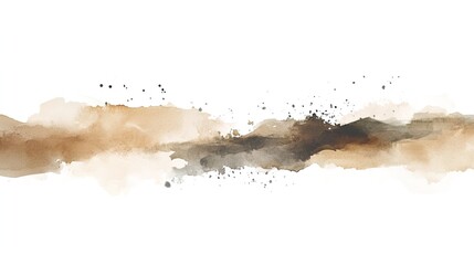 Earth tone water color painting on white background