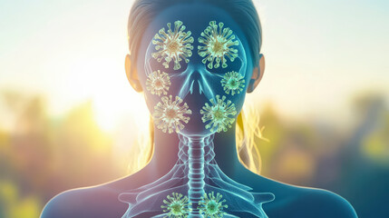 Naklejka premium Human metapneumovirus HMPV:Explore the intricacies of respiratory health: viruses impacting the human body. Enhance your understanding of viral infections and prevention.