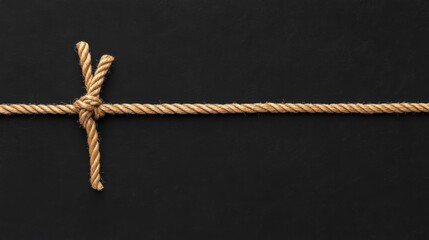 Frayed Rope on Textured Black Paper Background with Copy Space - Breaking Point