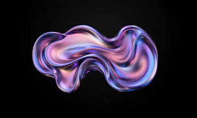 Obraz premium A flowing liquid-like 3D shape in iridescent colors appearing to melt and swirl