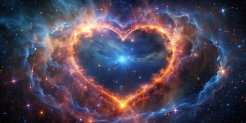 Glowing Heart Nebula with Sparkling Particles, astronomy, heart nebula,  astronomy,heart nebula