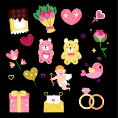 valentine icons set
teddy bear and heart