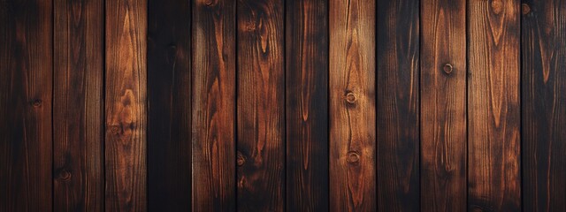 Naklejka premium Dark brown wood plank background texture.