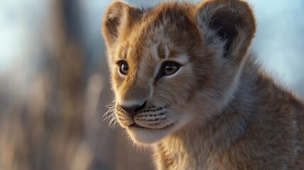 Adorable lion cub portrait, close-up. (1)