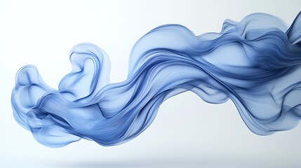 Fototapeta premium Blue fabric flowing, abstract design, white background, elegant visual, website banner