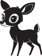 A cute deer Kawi silhouette chibi vector and illustration design using black color.