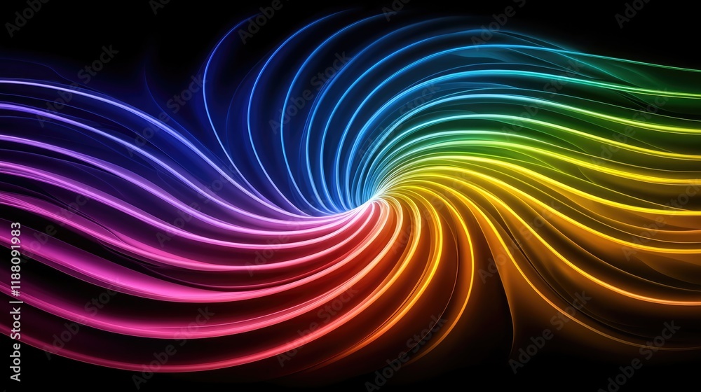 Aufkleber Dynamic color waves creating visual patterns abstract art digital design vibrant environment close-up view artistic concept