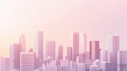 Fototapeta premium Soft Pastel Sunset Over Urban Skyline with Modern Architecture