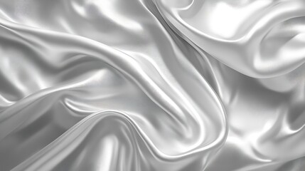 Obraz premium Silver satin fabric texture, draped folds, elegant background, design resource