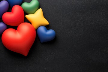 Obraz premium Colorful hearts and star decoration studio setting digital illustration playful vibe close-up view love concept